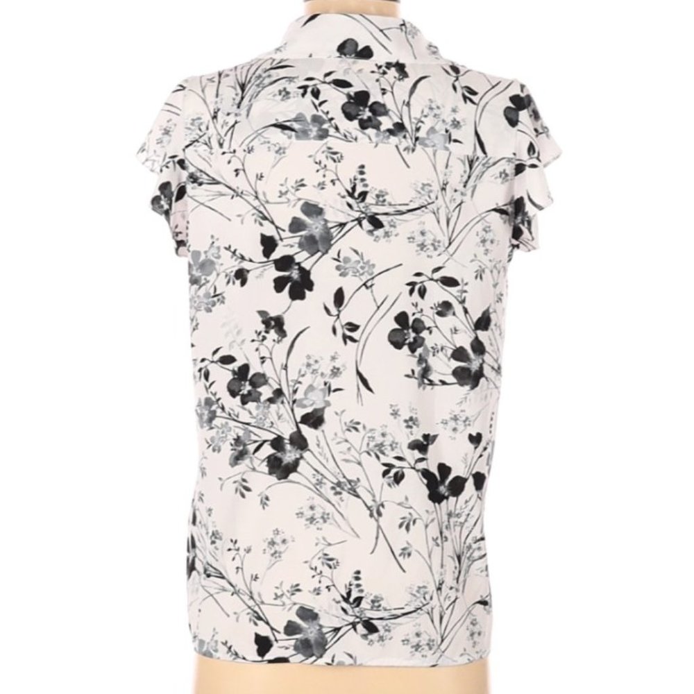 Calvin Klein Short Sleeve Blouse Small Black White Size Small** - Picture 2 of 2